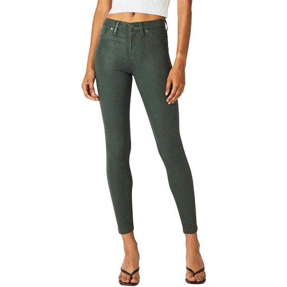 Hudson Womens Barbara High Waist Skinny Ankle Sparkle Green Jean Size 24 - Picture 1 of 1